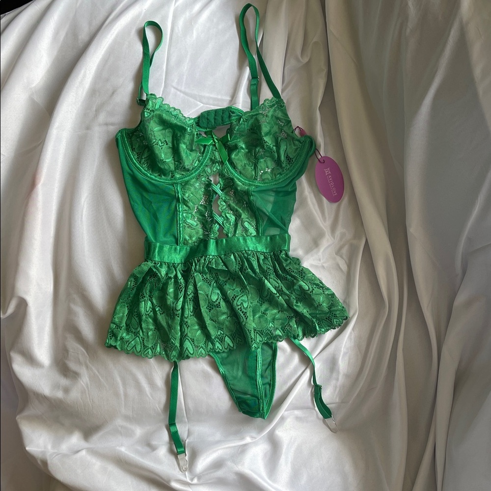 Green Lace Lingerie Bodysuit
